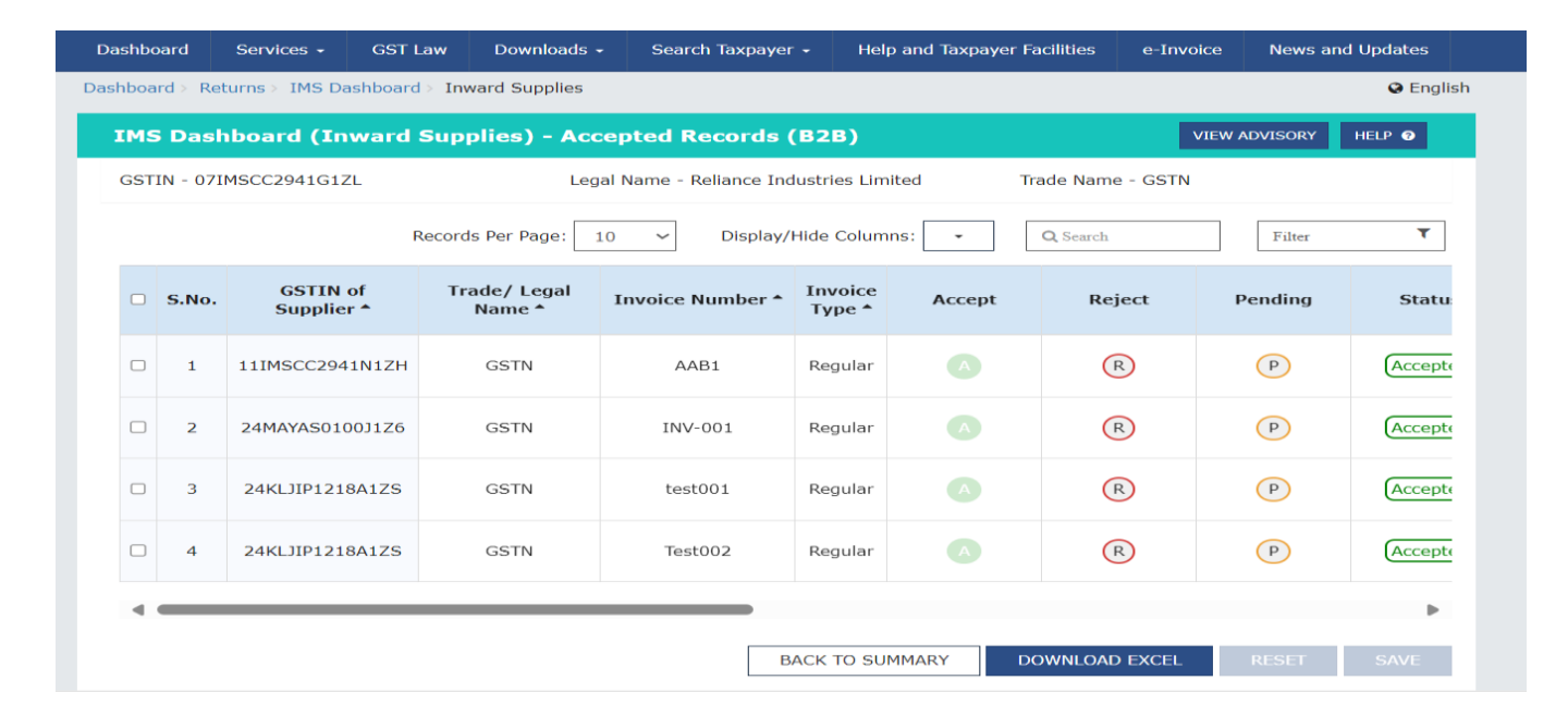 GST Advisory on the Invoice Management System (IMS)